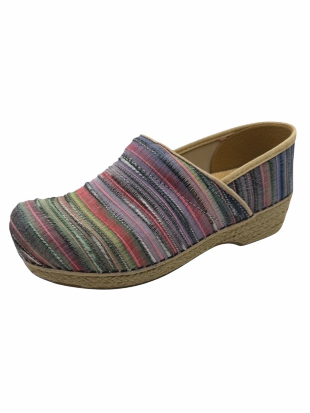 Dansko Jute Pro Clog Women 9 Multi Color Artisan Weave Rainbow Mules Comfort